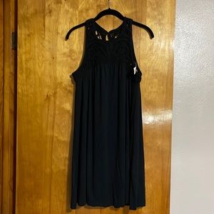 Loft crochet black swing dress